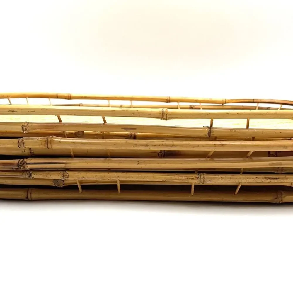1 Vintage Bamboo Cane Tray Boho Home Decor